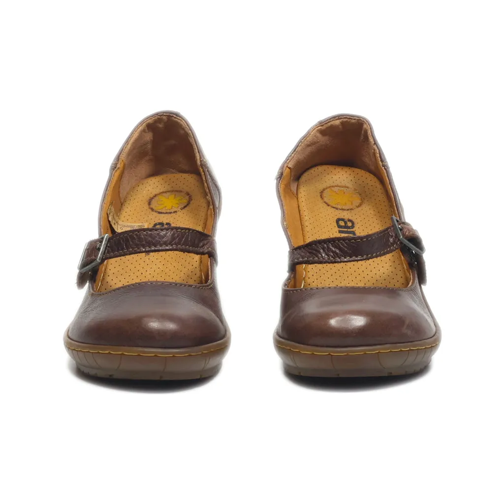 Art Mid-Heel Shoes Leather Brown Colour For Women