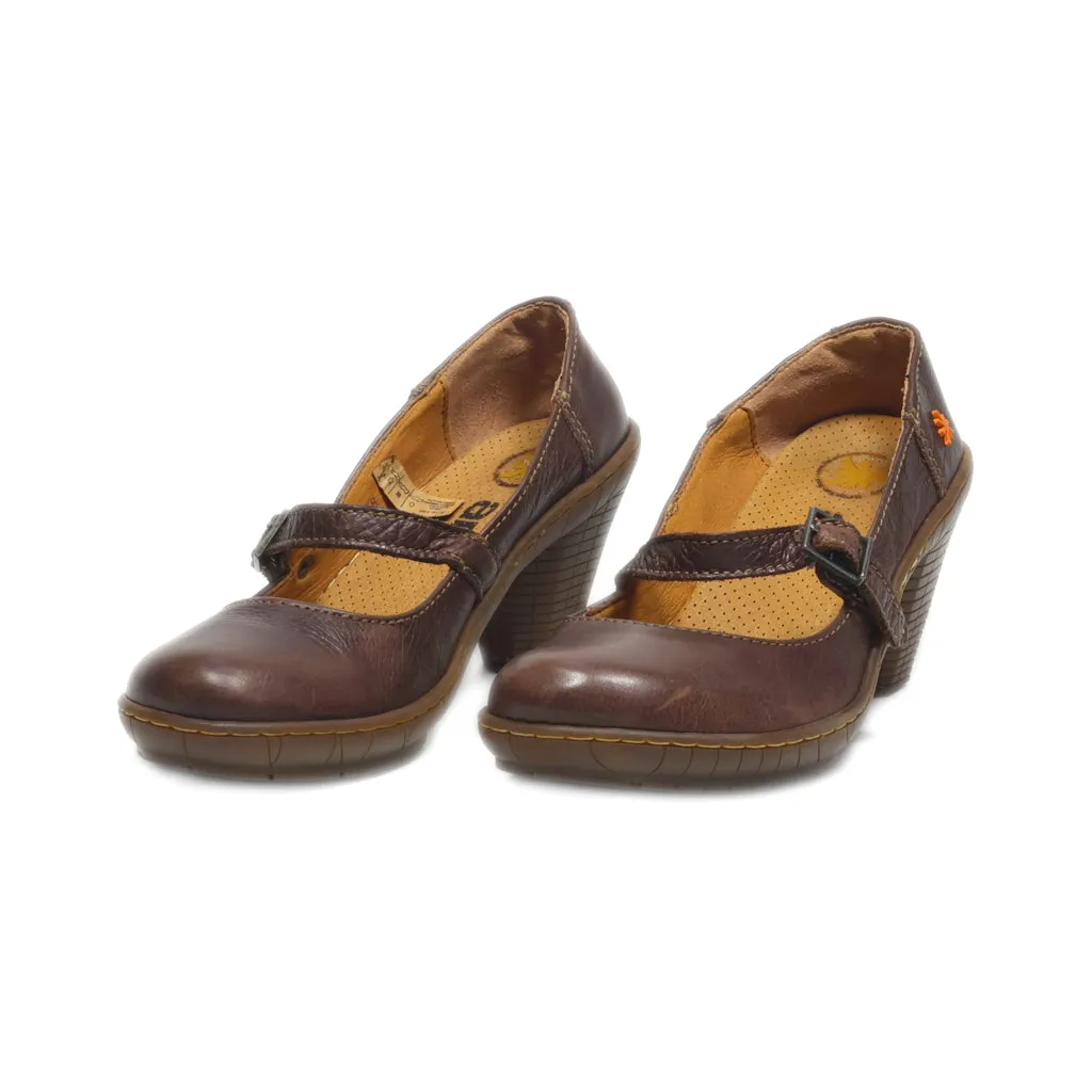 Art Mid-Heel Shoes Leather Brown Colour For Women