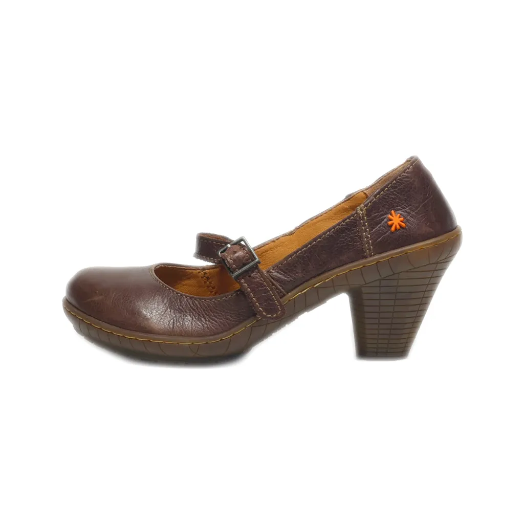 Art Mid-Heel Shoes Leather Brown Colour For Women