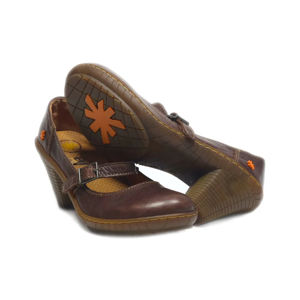 Art Mid-Heel Shoes Leather Brown Colour For Women