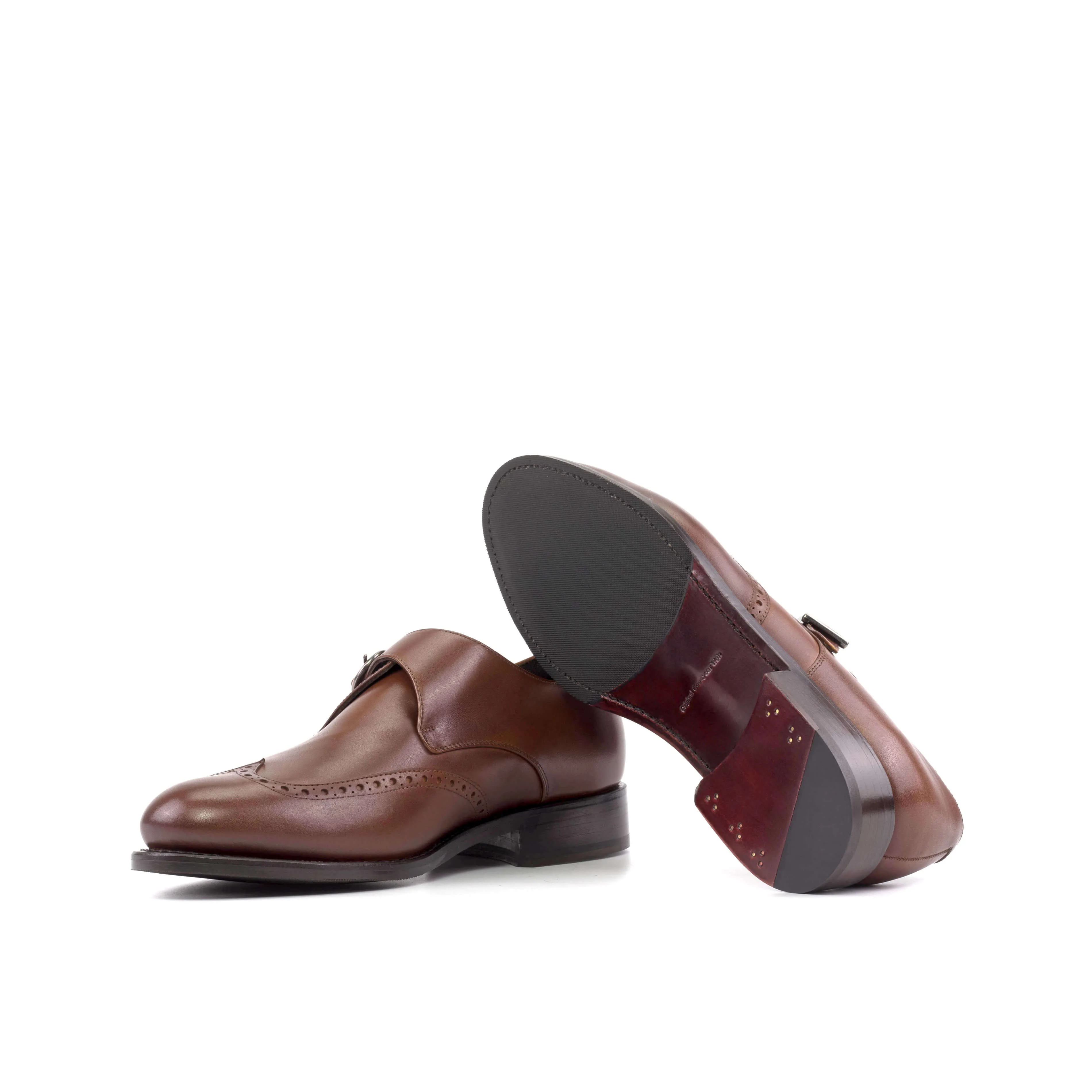 Cortese Medium Brown Monk Strap Shoes – Handcrafted Custom Fit Leather Dress Shoes.