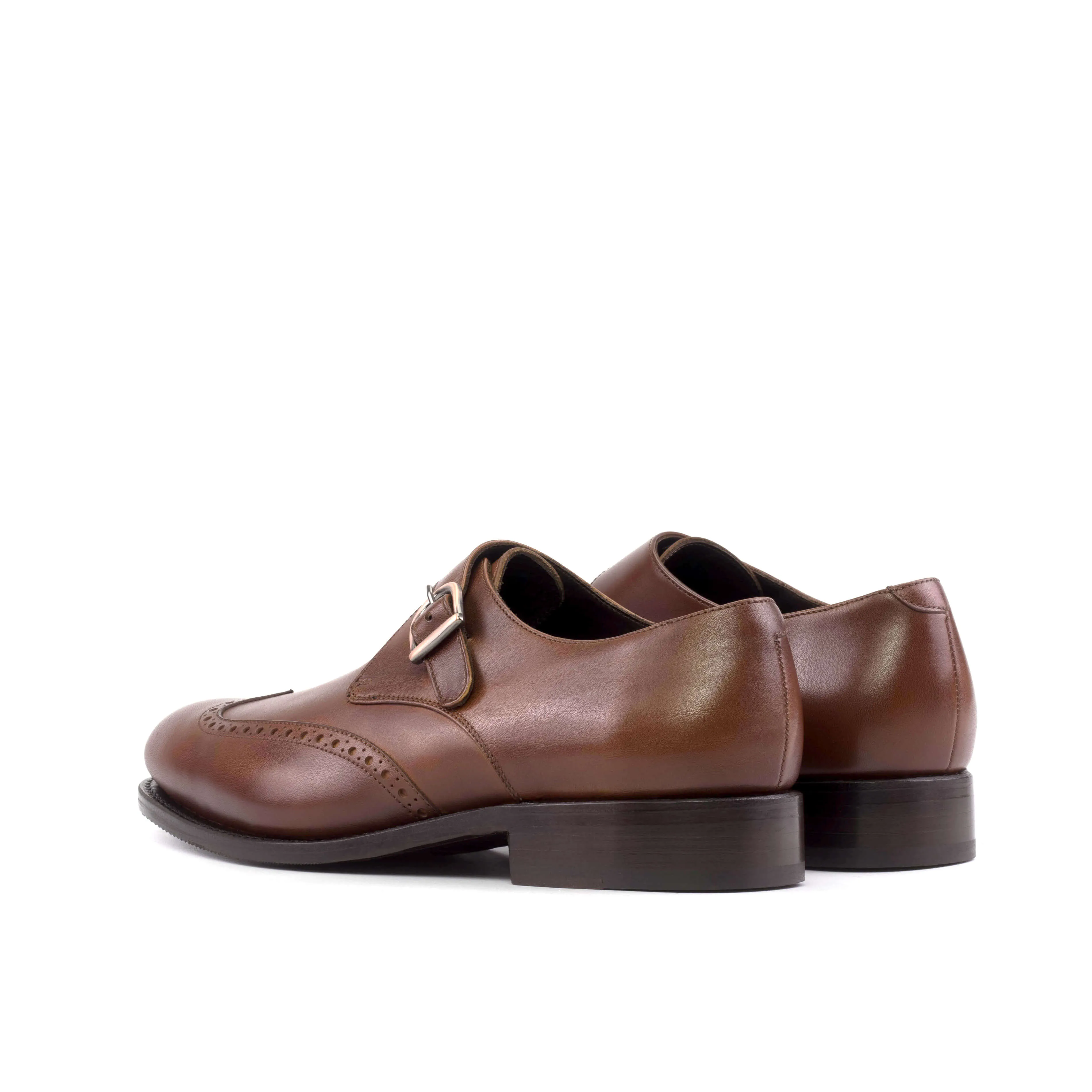Cortese Medium Brown Monk Strap Shoes – Handcrafted Custom Fit Leather Dress Shoes.