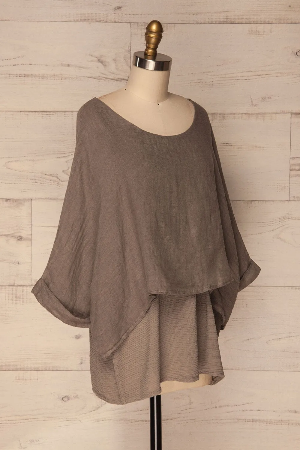 Gerovo | Taupe Linen Top