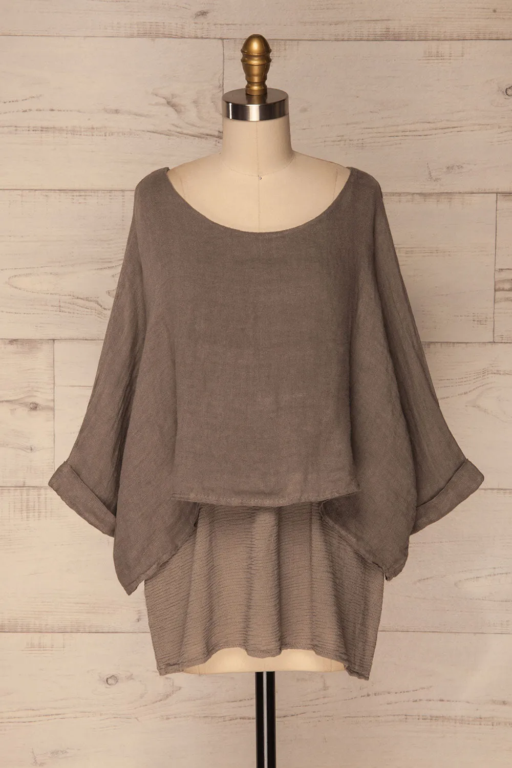 Gerovo | Taupe Linen Top