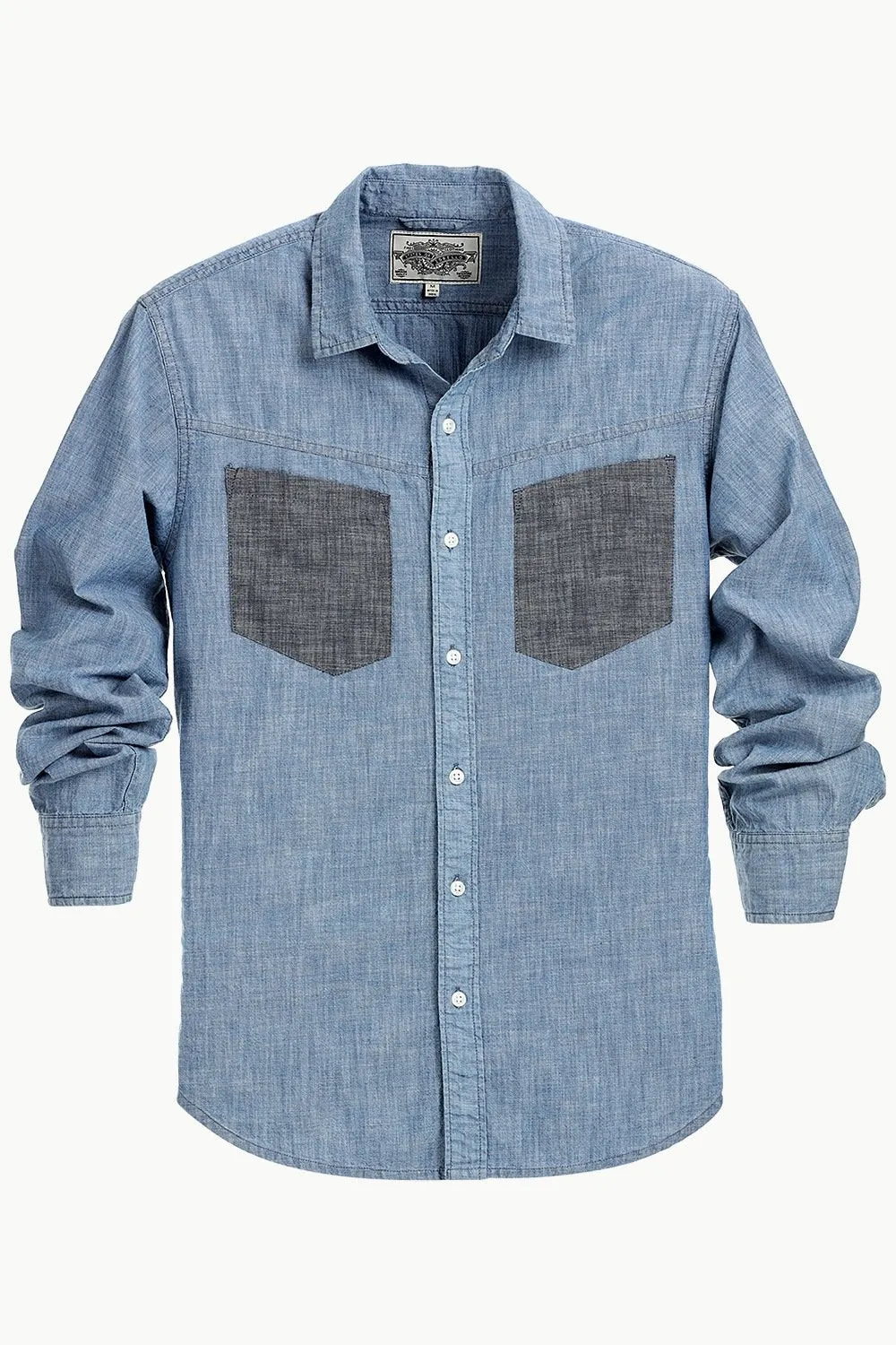 Men's Contrast Pockets Casual Denim Shirt