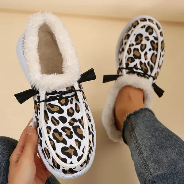 Purpdrank - White Casual Patchwork Printing Round Keep Warm Comfortable Flats Shoes