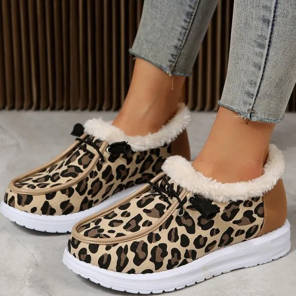 Purpdrank - White Casual Patchwork Printing Round Keep Warm Comfortable Flats Shoes