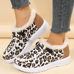 Purpdrank - White Casual Patchwork Printing Round Keep Warm Comfortable Flats Shoes