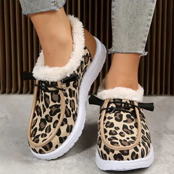 Purpdrank - White Casual Patchwork Printing Round Keep Warm Comfortable Flats Shoes