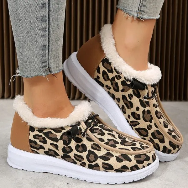 Purpdrank - White Casual Patchwork Printing Round Keep Warm Comfortable Flats Shoes